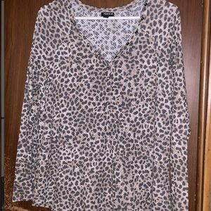 Torrid Animal Print Henley Type Long Sleeved Shirt